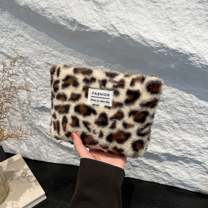 INS Style Canvas Sanitary Mat Bag Leopard Change Purse Coins Keys Wallet Zipper Design Credit Card Holder Cosmetics Napkin