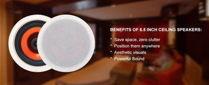 Herdio 2PCS 6,5 polegadas Áudio Doméstico 300W Alto-falante de Teto Bluetooth Sistema de Som Embutido para Casa Cozinha Quarto Banheiro