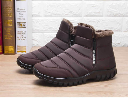 Botas de Inverno Masculinas Tênis de Algodão Quente com Zíper Botas de Neve Cano Curto, Sapatos Casuais de Outono Botas de Neve Impermeáveis com frete grátis