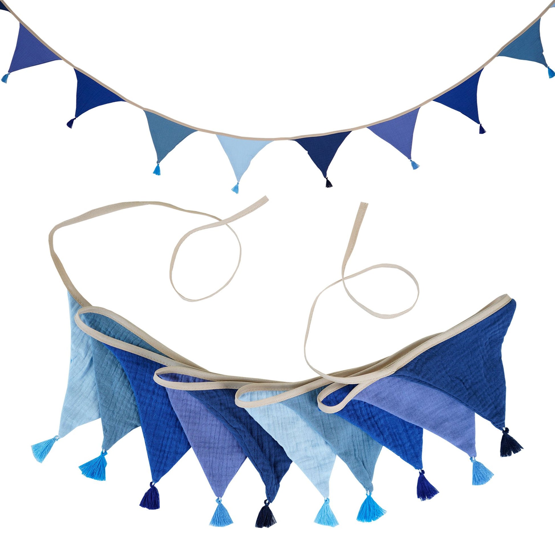 2.6M/8.5FT Nursery Fabric Bunting 10 Triangle Pennant Flags With Tassels Party Decor Banner Home Baby Shower Carnival Garland