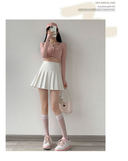 Women Pleated Skirt High Waist A-Line Mini Skirt School Girl JK Uniform Skirt Skater Skirt Tennis Skirt White Plus Size