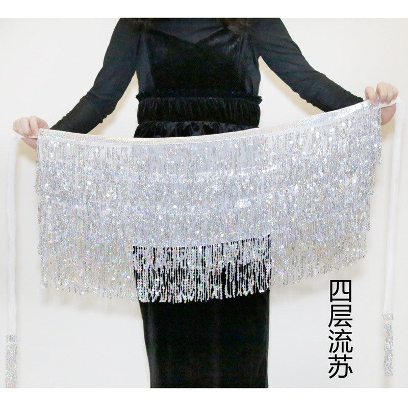 Sexy Sequins Tassel Dancewear Mini Skirt Women Clothes Jupe Femme Belly Dance Skirts Ladies Faldas Performance Stage Bottom Saia