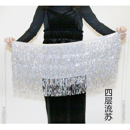Sexy Sequins Tassel Dancewear Mini Skirt Women Clothes Jupe Femme Belly Dance Skirts Ladies Faldas Performance Stage Bottom Saia