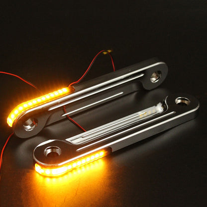 Um Par de Seta LED de Alumínio para Garfo de Moto Suportes para Harley Road King Electra Street Glide CVO 1998-Até