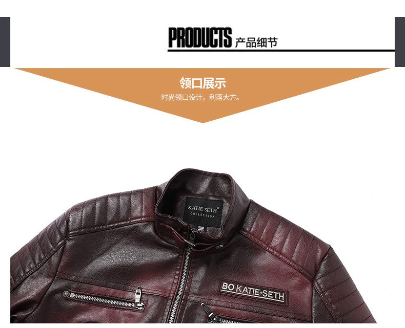 Quality New Male Casual Leather Jackets 7XL Autumn Winter Men Stand Collar Motorcycle Leather Jackets Vintage Leather Coat