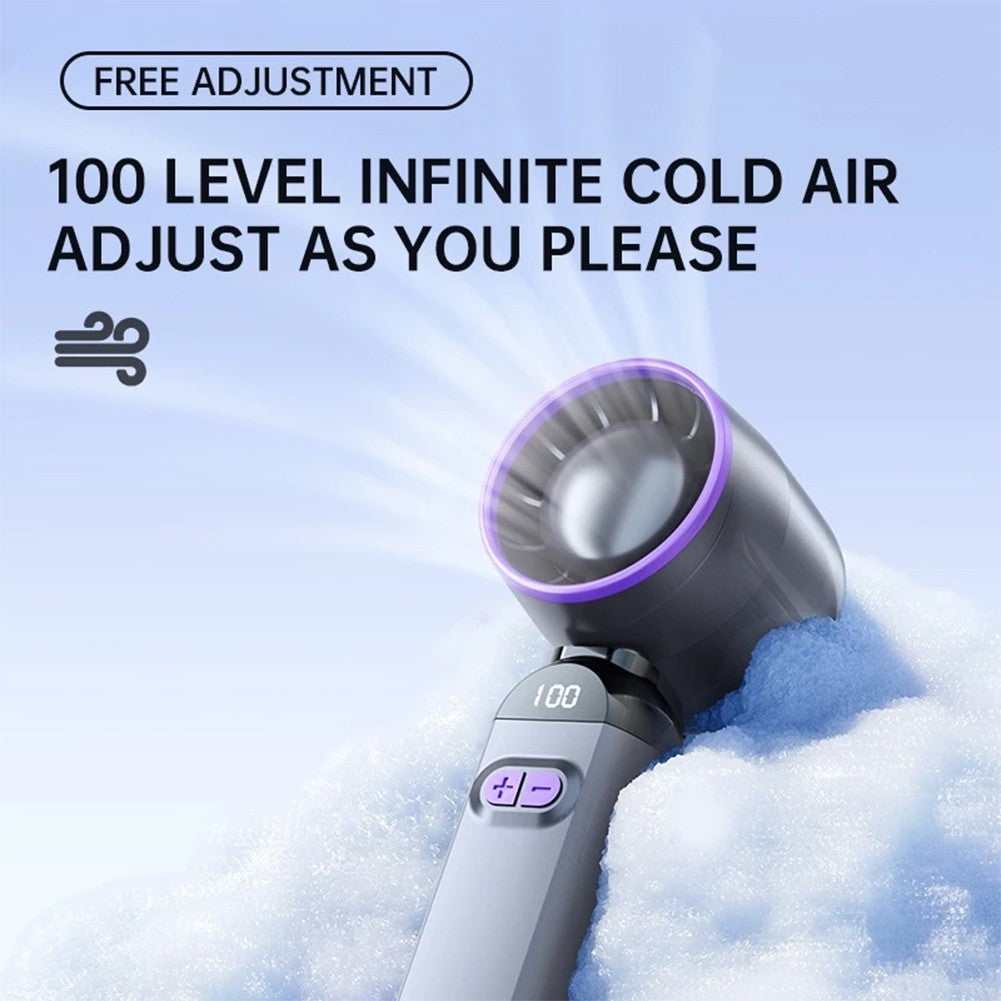 High-Speed Folding Fan LED Digital Display Adjustable Cooling Fan Mini Cold Fan for Camping Hiking Outdoor Activities