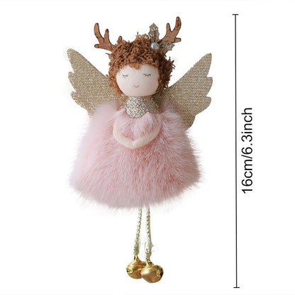 2Pcs New Christmas Cute Plush Angel Doll Pendant Lovely Boys Girls Xmas Tree Hanging Decoration Merry Christmas Party Ornaments
