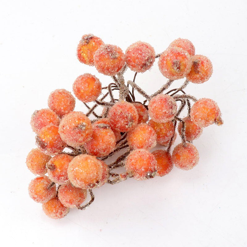 40pcs Mini Christmas Frosted Artificial Berry Vivid Red Holly Berries Wedding Party Decoration Artificial Flowers Home Decor