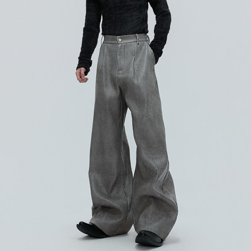 LUZHEN Fashion Original Metal Color Wide Leg Casual Pants Men 2025 New Luxury Solid Color High Quality Handsome Trousers JY4784