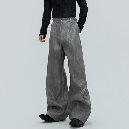 LUZHEN Fashion Original Metal Color Wide Leg Casual Pants Men 2025 New Luxury Solid Color High Quality Handsome Trousers JY4784