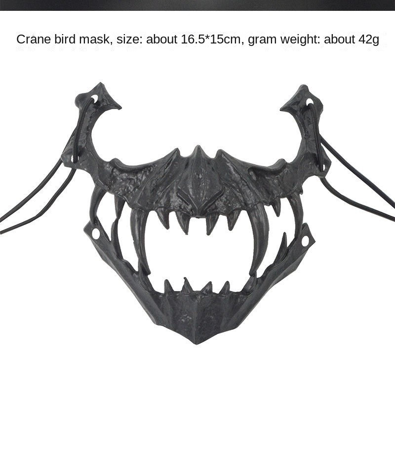 Halloween Mask Half-face Mask Cos Dragon God Fierce Tiger Night Fork Tengu Man Wolf Mask Performance Skull Masks