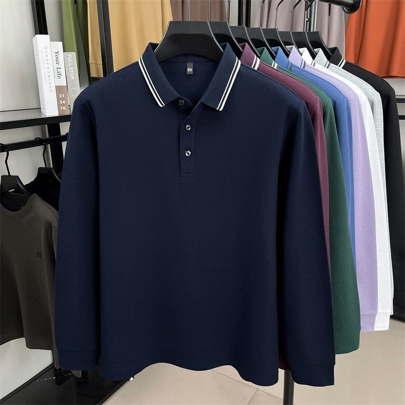 100% pure cotton high-quality brand men's long sleeve polo shirt autumn fashion striped original design golf top casual T-shirt