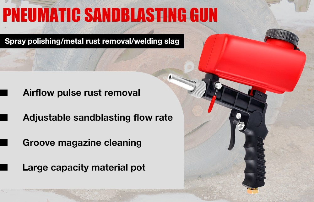 Pistola de Jato de Areia Ajustável 90psi Máquina de Jato de Areia Portátil para Casa Jato de Areia Gravitacional Pneumática Conjunto de Pistola Pequena Portátil Ferramenta a Ar