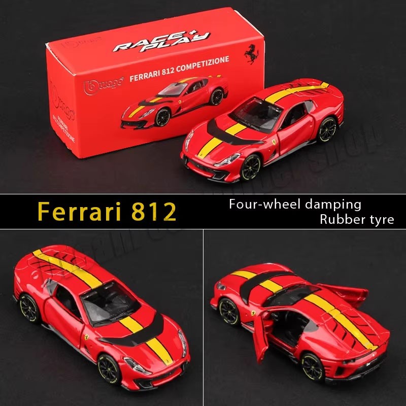 Burago 1:64 Ferrari Series SF90 488P Roma F430 F12 Liga de Carro Modelo Brinquedos Infantis Coleção de Presentes de Férias Modelo de Carro Atacado