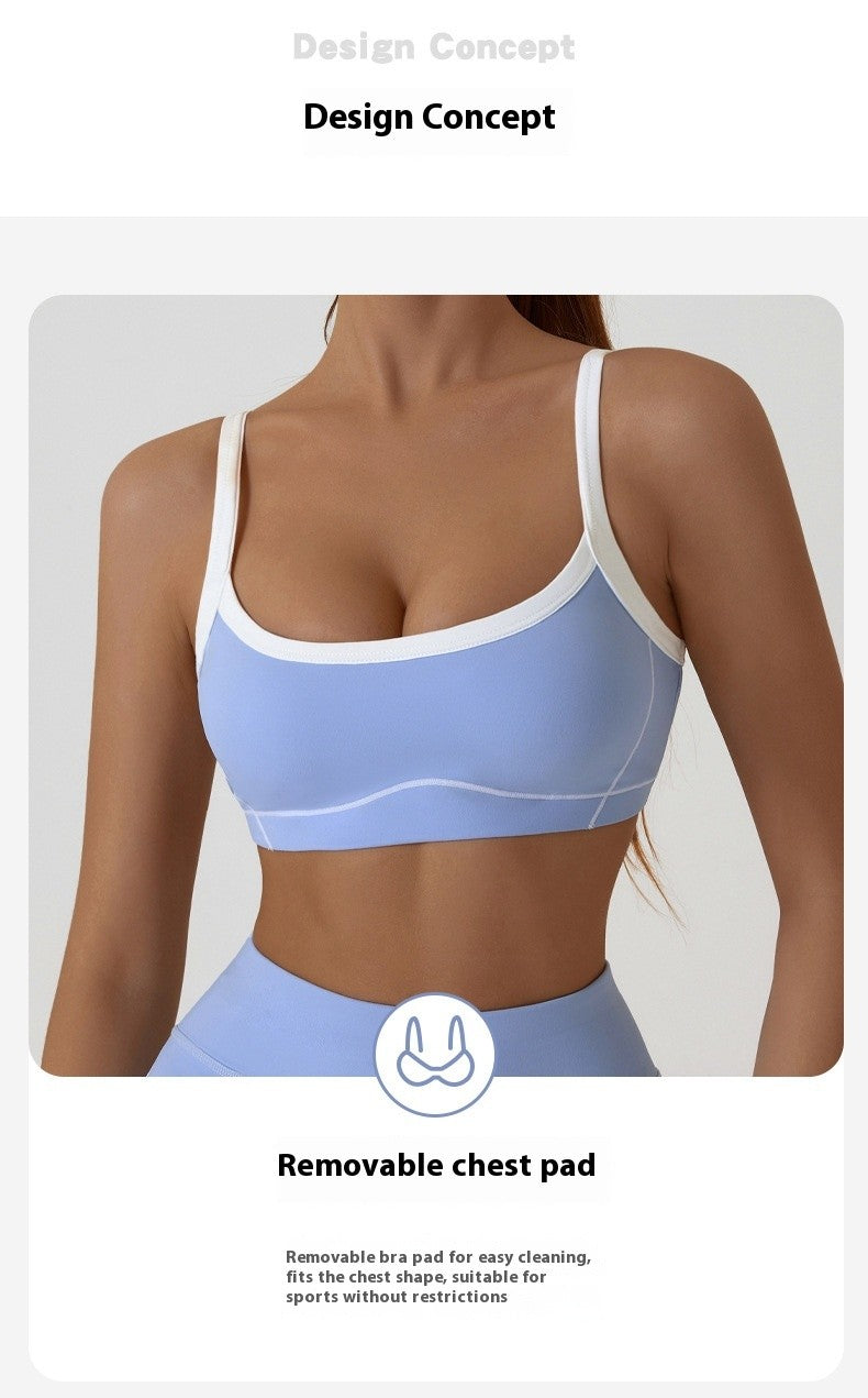 Yoga Sports Bra Color Clashing Shock Absorbing Brassiere Women Full Cup Breathable Gym Tube top Bra Yoga Workout Underwear
