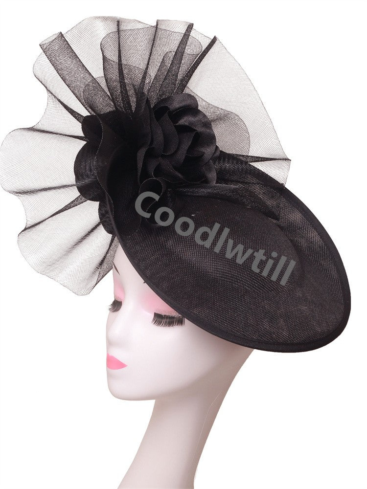 Fascinator Feminino Azul Marinho Chic Chapéu Elegante para Royal Ascot Millinery Noiva Casamento Coquetel Acessórios de Cabelo Véus e Acessórios para Cabeça