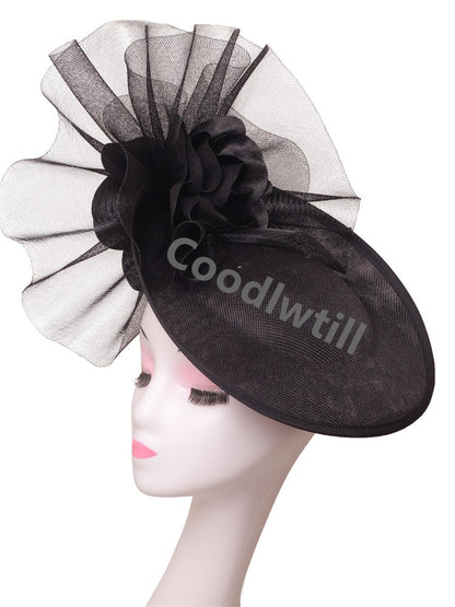 Fascinator Feminino Azul Marinho Chic Chapéu Elegante para Royal Ascot Millinery Noiva Casamento Coquetel Acessórios de Cabelo Véus e Acessórios para Cabeça