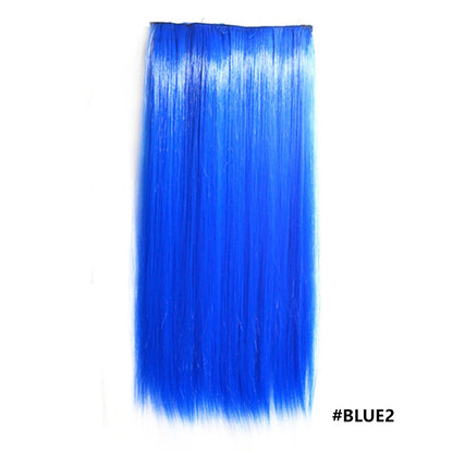 Extensões de cabelo sintéticas com clipe, longas e lisas, com 5 clipes em uma única peça, extensões de cabelo multicoloridas LIHUI