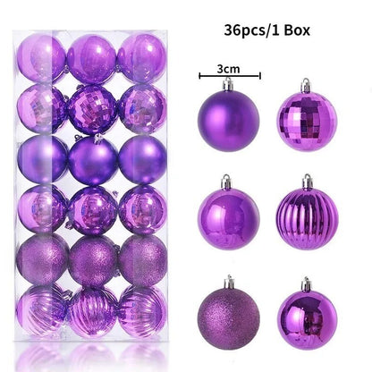24Pcs 3cm Christmas Balls Christmas Tree Decoration Xmas Hanging Tree Pendants Home Party Christmas Tree Decor New Year Gifts