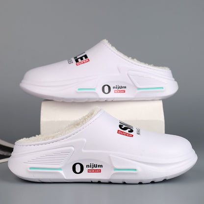 New Winter Men Warm Slippers Cotton Slippers Outdoor Indoor Cotton Shoes Waterproof Mens Comfortable Home Bedroom Plush Slippers