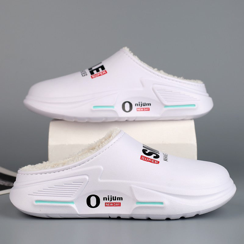 New Winter Men Warm Slippers Cotton Slippers Outdoor Indoor Cotton Shoes Waterproof Mens Comfortable Home Bedroom Plush Slippers