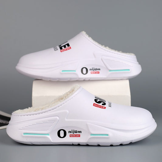 New Winter Men Warm Slippers Cotton Slippers Outdoor Indoor Cotton Shoes Waterproof Mens Comfortable Home Bedroom Plush Slippers