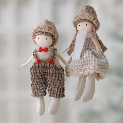 2Pcs New Christmas Cute Plush Angel Doll Pendant Lovely Boys Girls Xmas Tree Hanging Decoration Merry Christmas Party Ornaments