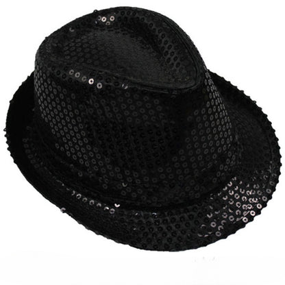British Top Jazz Hat Bucket Hat Men Women Stage Performance Sequin Hat Shining Christmas Fedoras Party Parent Child Hat Hollween