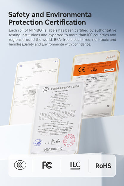 Portable Niimbot B1 Wireless Label Maker Adhesive Sticker Printer Labeling Machine DIY 20-50mm Labels for Office Home