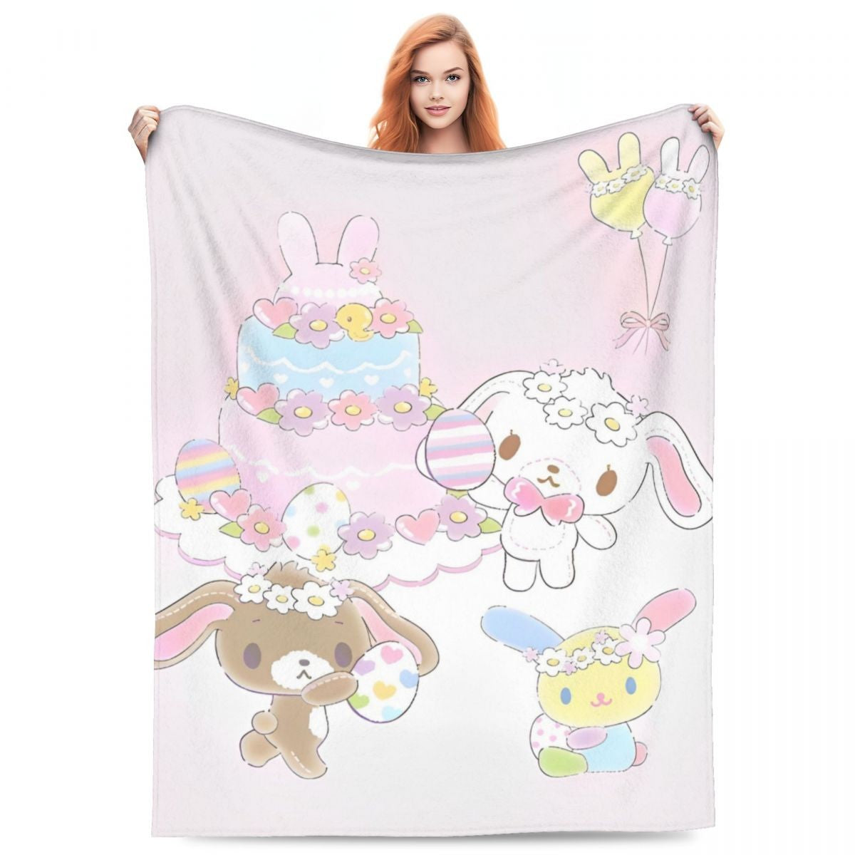 Sugarbunnies Sugar Rabbit Knitted Blanket Fleece Super Soft Throw Blankets for Outdoor Travel Bedroom Quilt