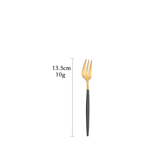 Talheres de Aço Inoxidável Preto Dourado Kit de Talheres Faca de Jantar Colher de Café Garfo Garfo de Salada Colher Faqueiro