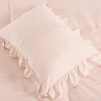 104"x90" Lotus Leaf Edge Bedding Duvet Cover Set Large Double Bed Bedroom Soft Washed Polyester 1 Duvet Cover + 2 Pillowcases