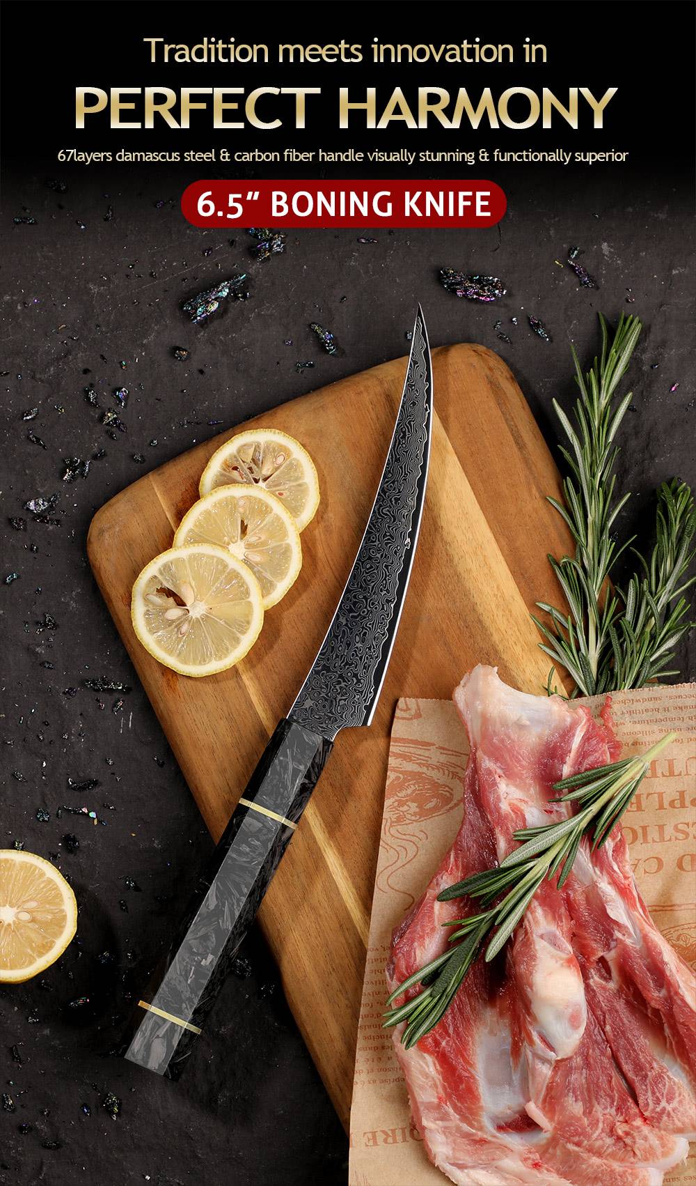Professional 67-layer Damascus Japanese Kitchen Nakiri Gyuto Chef bread boning Knife Set Home kitchen tool with Carbon Fiber HD