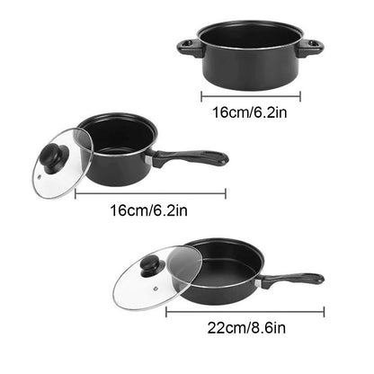 12-Piece Non-Stick Cookware Set Deep Frying Pan with Lid Cooking Pot Set Stackable Pot Set for All Types of Cooker