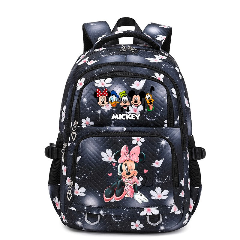 Mochila Mickey Minnie 3 Peças para Meninas e Meninos com Lancheira e Estojo, Mochila Escolar Fofa para Ensino Fundamental e Médio, Presente de Natal
