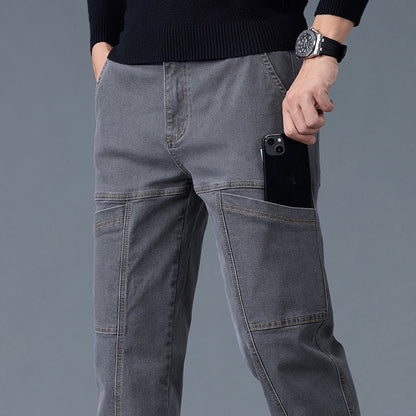 Fashion Print Six-Pocket Jeans Small Straight Cut Style Men's Casual Comfortable Fit Clothing