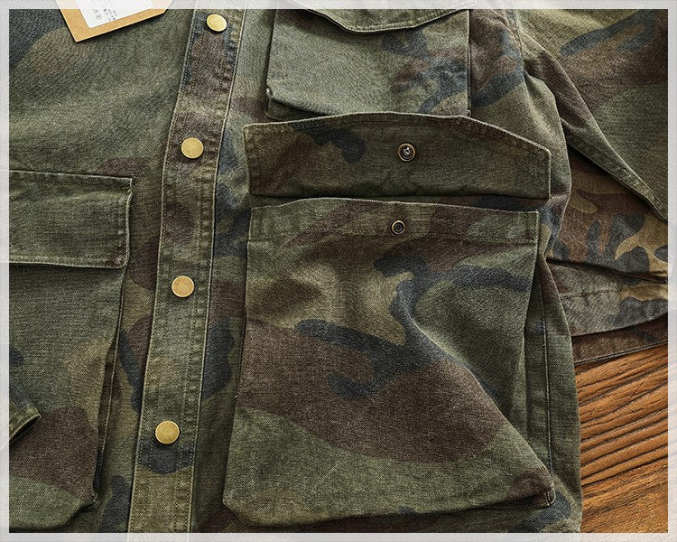 Casual cargo shirt camouflage coat fall new men's coat large pocket function stylish outdoor jacket