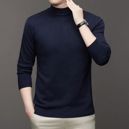 Half Turtleneck Knitwear Sweater New Autumn/Winter Mock Neck Sweatshirts Solid Color Pullovers Man Brand Casual Mens Clothing
