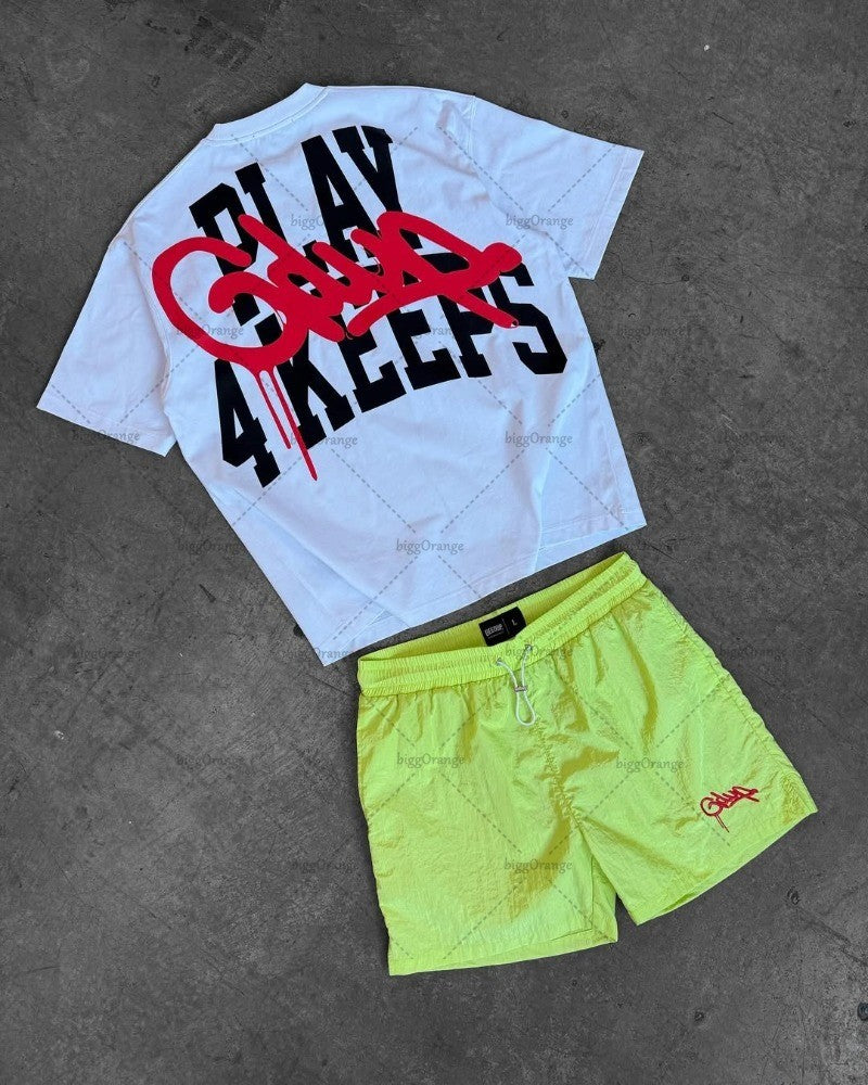 American High Street Fashion Clothing Harajuku Retro Letter Casual Loose T-shirt Men Street Hip-hop Fashion Oversized Top Women