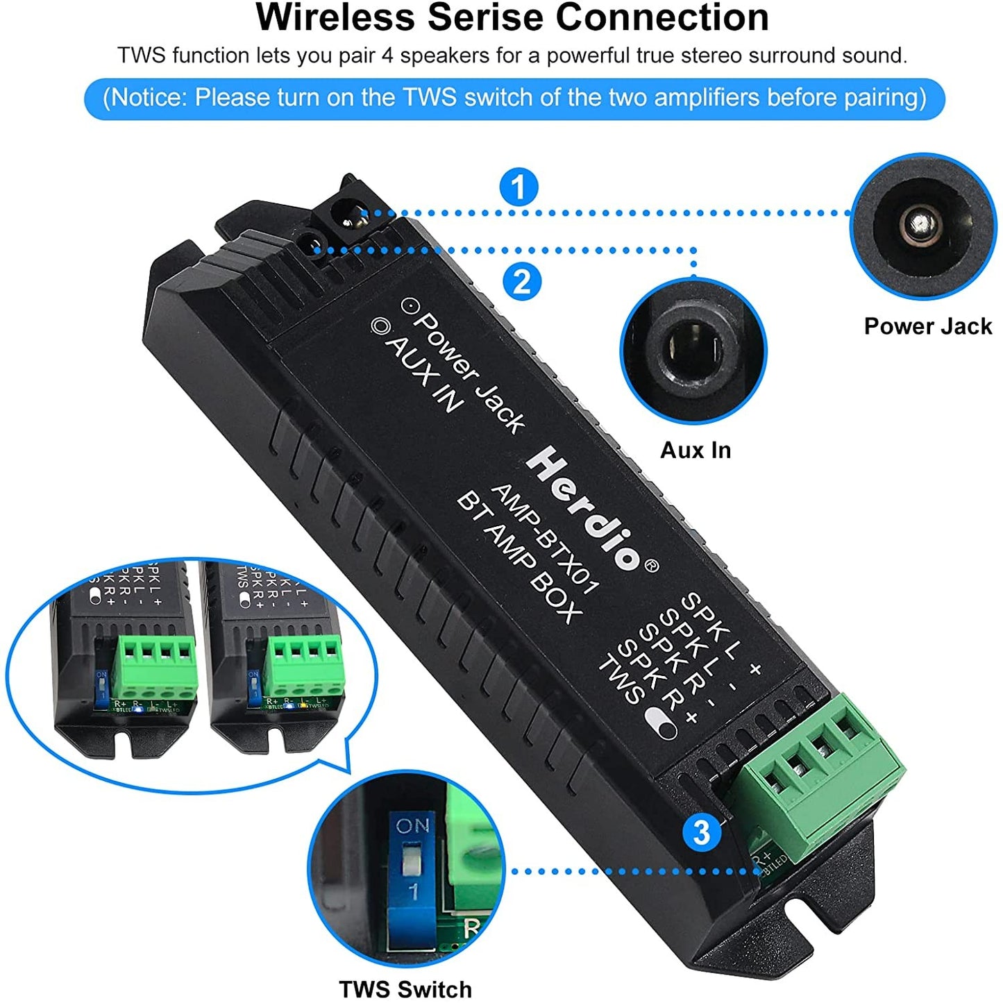 Alto-falantes Bluetooth marinhos à prova d'água Herdio 4" 100W para serviço pesado, montados em superfície para trailer, minicarregadeira, quadriciclo, UTV, RZR, carrinho de golfe