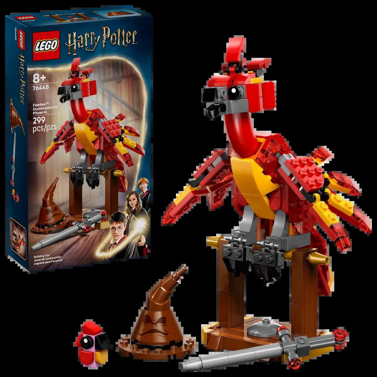 LEGO Harry Potter 76448 Fawkes, a Fênix de Dumbledore, Brinquedo de Blocos de Construção para Crianças