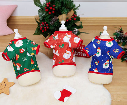 Roupas de Natal para Cachorros Roupas Macias para Gatos Camiseta Fofa de Árvore de Natal Roupa para Pets para Ano Novo Roupas Quentes Fantasia Yorkies
