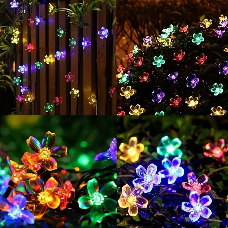 Solar Cherry Garden Blossom Flower Lights Garlands String Lights Solar Outdoor Waterproof Christmas Decoration Lamp