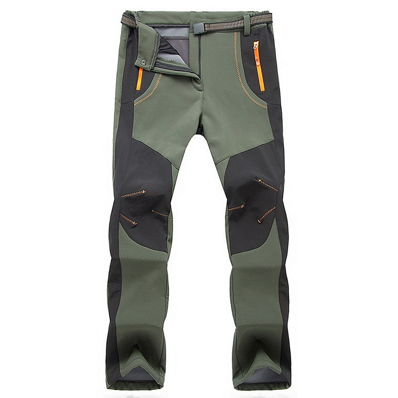 JNLN Women Winter Fleece Pants Warm Waterproof Hiking Pants Outdoor Camping Climbing Skiing Soft Shell Windproof Rain Trousers