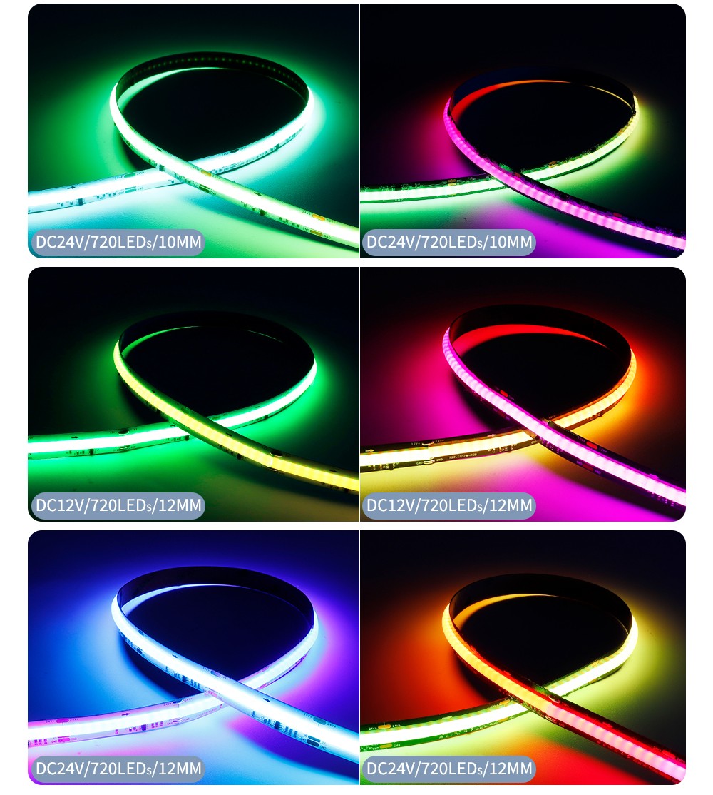 WS2811 COB LED Strip Pixel Addressable WS2812B 720 LEDs RGB Dream Color High Density Flexible COB Lights Black White DC12V 24V