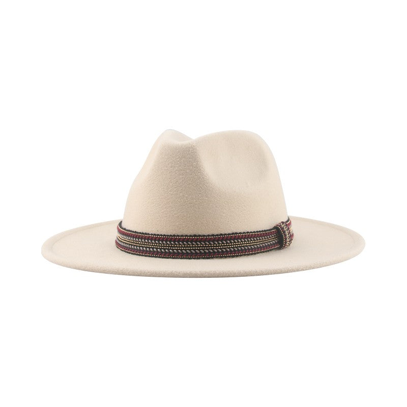 Chapéu Feminino Fedora de Feltro Sólido Casual Chapéu de Inverno Feminino Bonés Masculinos Faixa Panamá Preto Cáqui ????? ??????? Sombrero