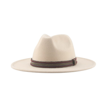 Chapéu Feminino Fedora de Feltro Sólido Casual Chapéu de Inverno Feminino Bonés Masculinos Faixa Panamá Preto Cáqui ????? ??????? Sombrero