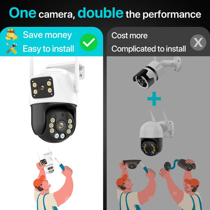 Dual Lens 360º Wifi Camera IP66 Security Protection 8MP 4K Wireless Outdoor Human Detection ICSEE Video Surveillance PTZ Camera