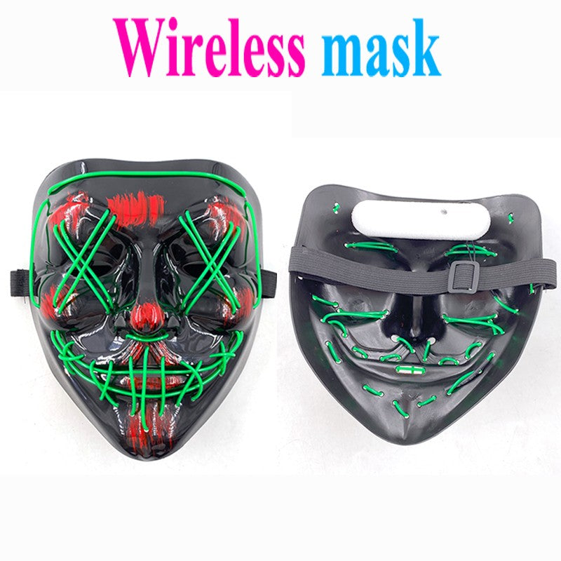Scary Wireless Glowing LED Mask Halloween Party Supplies Neon Purge Mask Cosplay Luminous Face Masks Carnival Festival Props