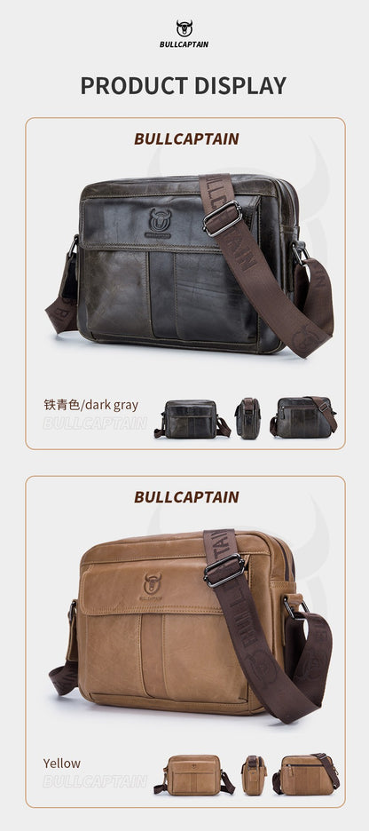 BULLCAPTAIN Genuine Leather Men's Crossbody Bag Large Capacity Casual Multifunctional Handbag A Fashion Business Briefcase